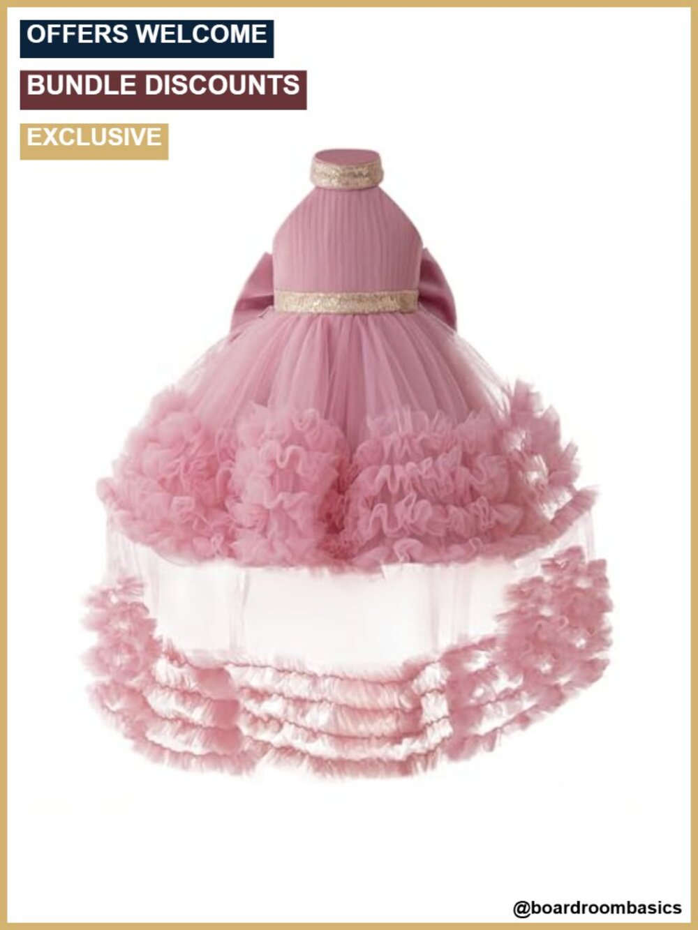 Baby Girls Sequin Pageant Dress with Detachable Tulle Train Halter Princess Gown